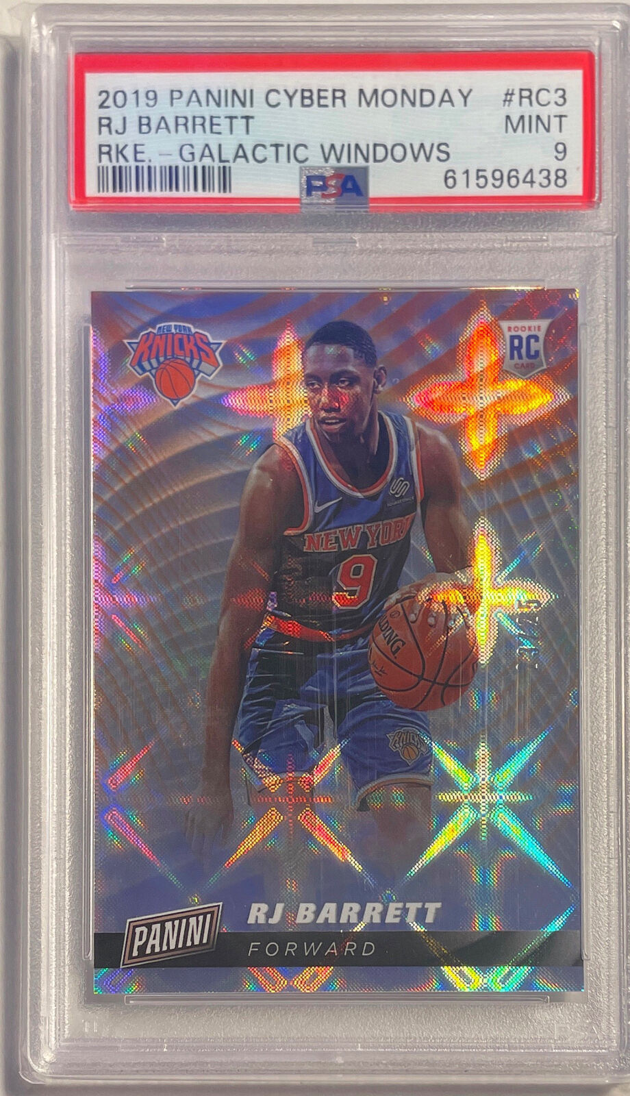 RJ BARRETT 2019 PANINI CYBER MONDAY GALATIC WINDOWS RC #D 23/25 PSA 9 MINT POP 4