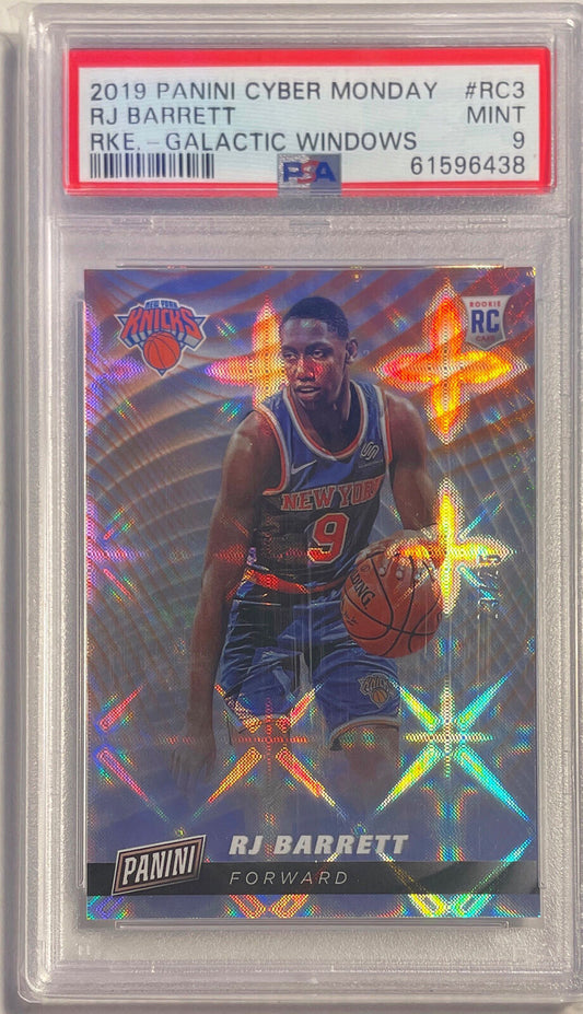 RJ BARRETT 2019 PANINI CYBER MONDAY GALATIC WINDOWS RC #D 23/25 PSA 9 MINT POP 4
