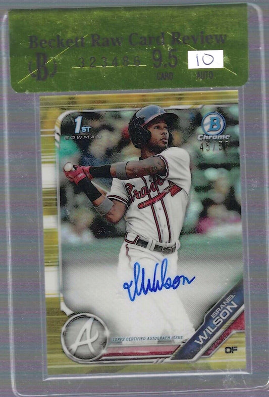 ISRANEL WILSON 2019 BOWMAN CHROME 1ST GOLD REFRACTOR AUTO /50 BGS 9.5 10 POP 10