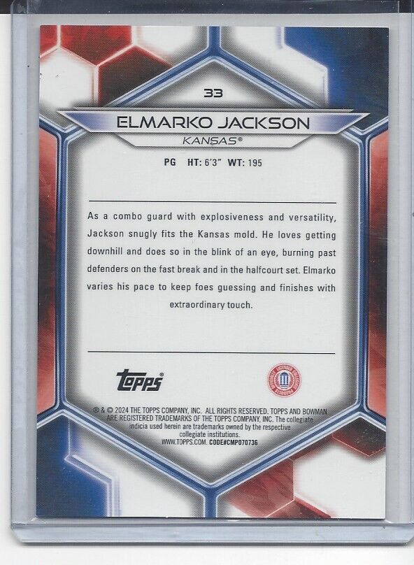ELMARKO JACKSON 2023 BOWMANS BEST RED KANSAS REFRACTOR #D 5/10