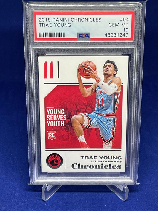 TRAE YOUNG 2018-19 PANINI CHRONICLES ROOKIE RC #94 PSA 10 GEM MINT