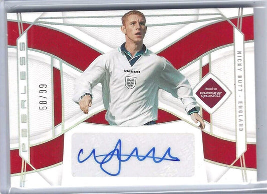 NICKY BUTT 2021-22 PANINI NATIONAL TREASURES ROAD TO THE WORLD CUP AUTO #D /99