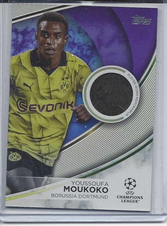 YOUSSOUFA MOUKOKO 2023-24 TOPPS UCL CLUB COMPETITIONS PURPLE WORN JERSEY #D /299