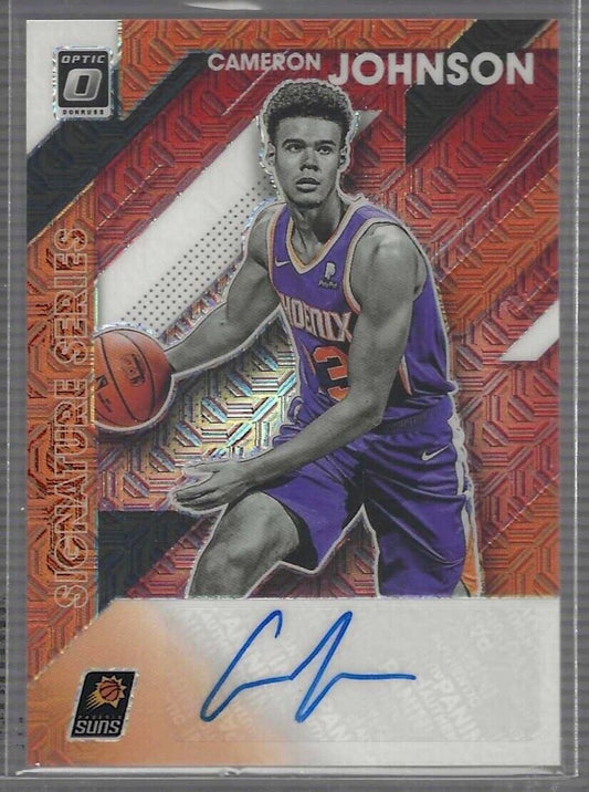 CAMERON JOHNSON 2019-20 PANINI DONRUSS OPTIC RED MOJO CHOICE PRIZM AUTO RC