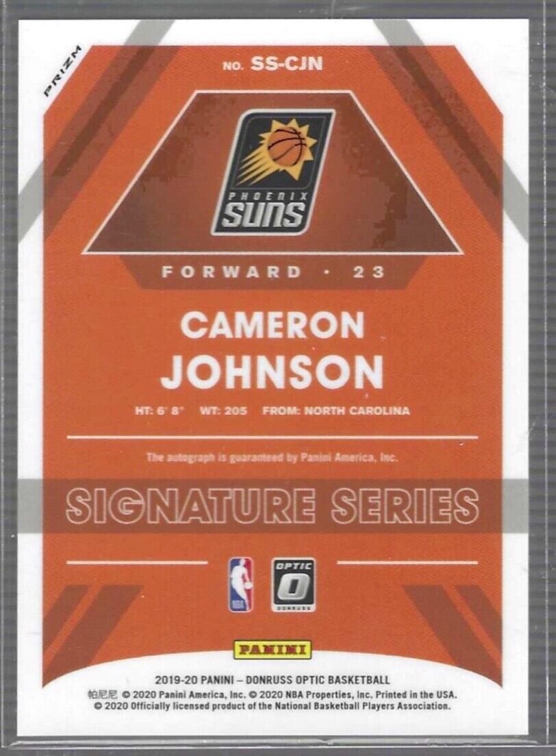 CAMERON JOHNSON 2019-20 PANINI DONRUSS OPTIC RED MOJO CHOICE PRIZM AUTO RC