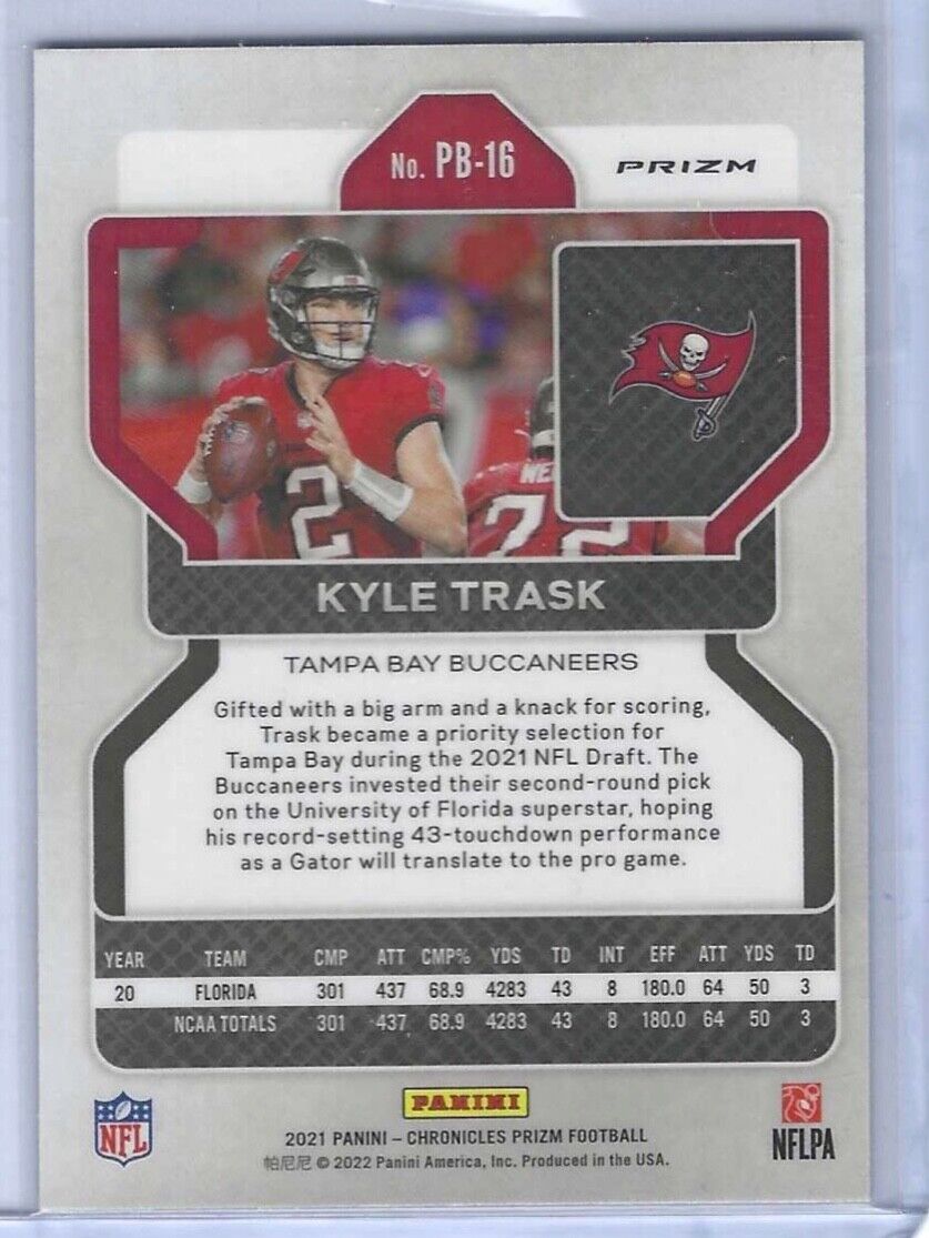 KYLE TRASK 2021 PANINI CHRONICLES PRIZM BLACK SILVER PRIZM ROOKIE RC #PB-16