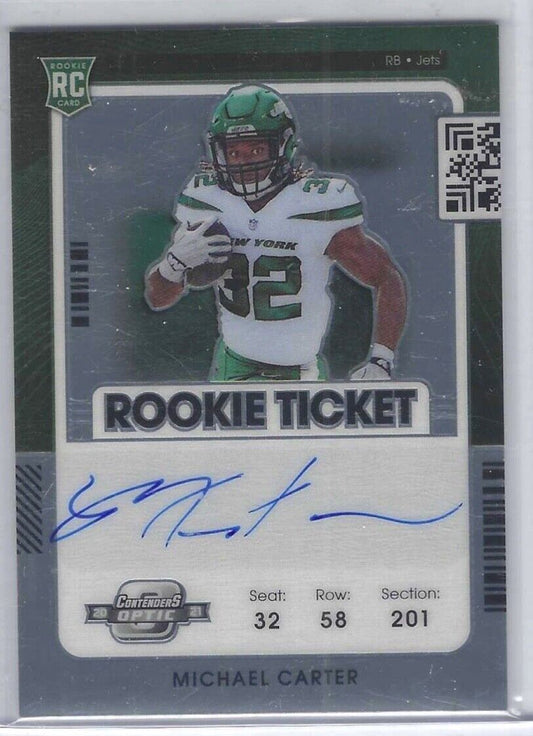 MICHAEL CARTER 2021 PANINI CONTENDERS OPTIC ROOKIE TICKET AUTO RC #129