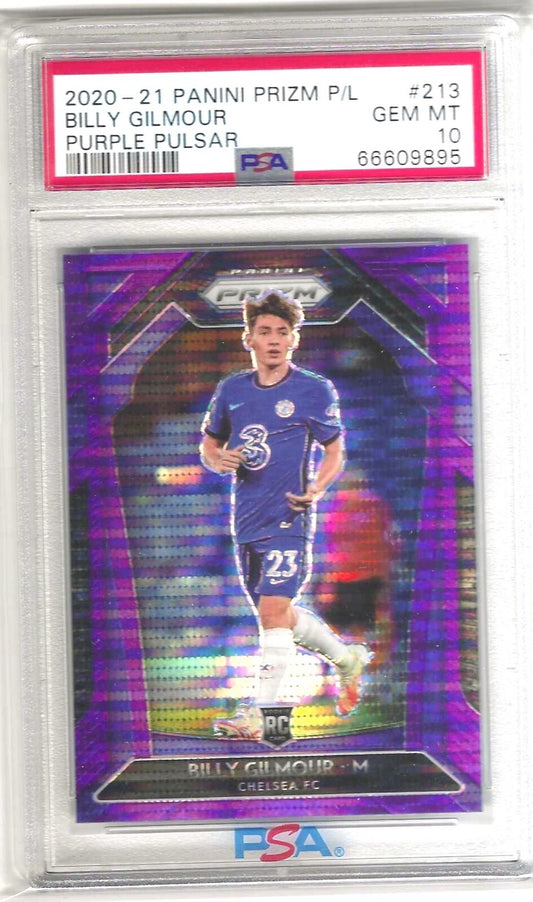 BILLY GILMOUR 2020-21 PANINI PRIZM PURPLE PULSAR PRIZM RC #213 PSA 10 POP 1/1