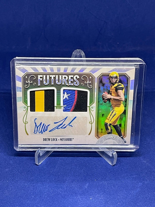 DREW LOCK 2019 PANINI LEGACY FUTURES DUAL LOGO PATCH AUTO ROOKIE RC #D 8/15