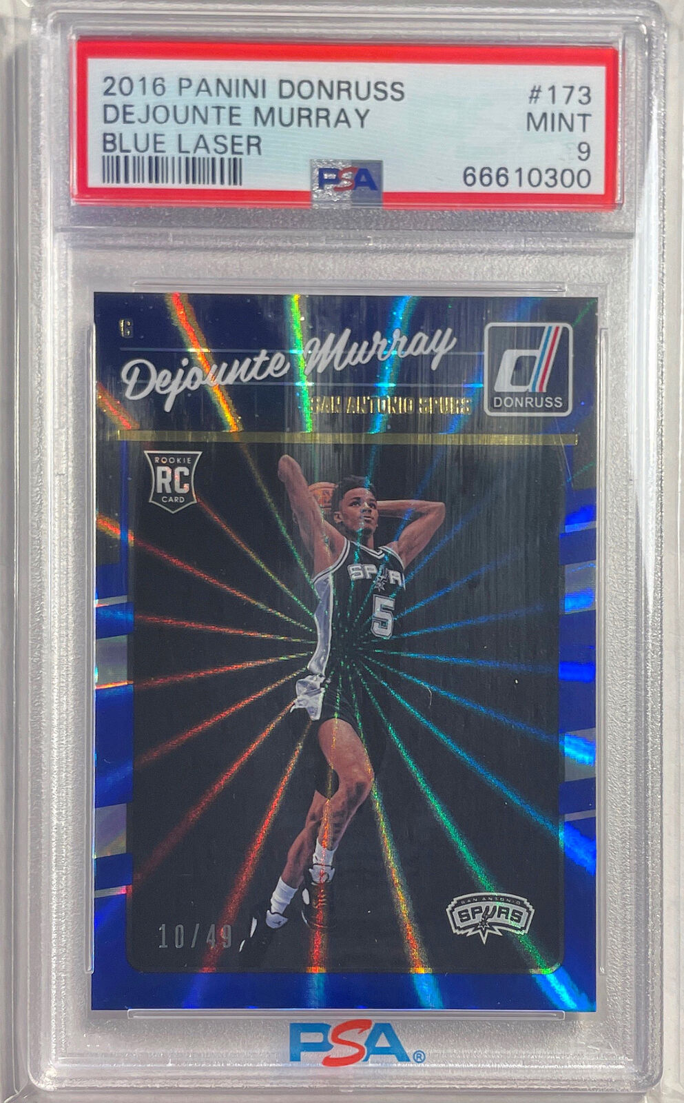 DEJOUNTE MURRAY 2016-17 PANINI DONRUSS BLUE LASER RC #D 10/49 PSA 9 MINT POP 5