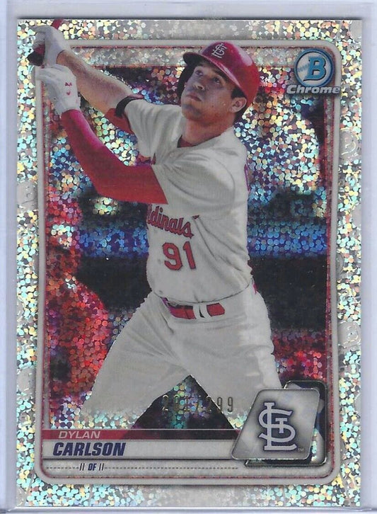 DYLAN CARLSON 2020 BOWMAN CHROME SPARKLE SPECKLE REFRACTOR PROSPECT #D 201/299