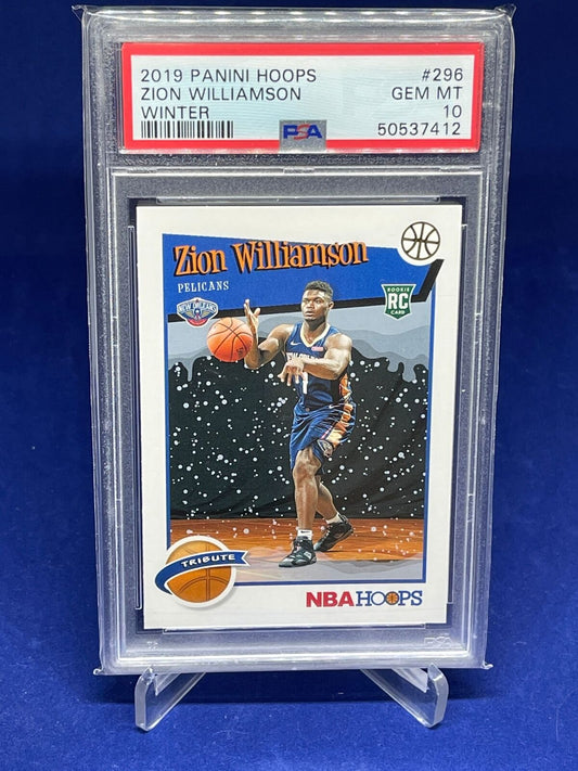 ZION WILLIAMSON 2019-20 PANINI NBA HOOPS WINTER TRIBUTE RC #296 PSA 10 GEM MINT