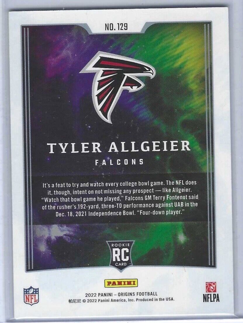 TYLER ALLGEIER 2022 PANINI ORIGINS GOLD ROOKIE RC #D 10/10