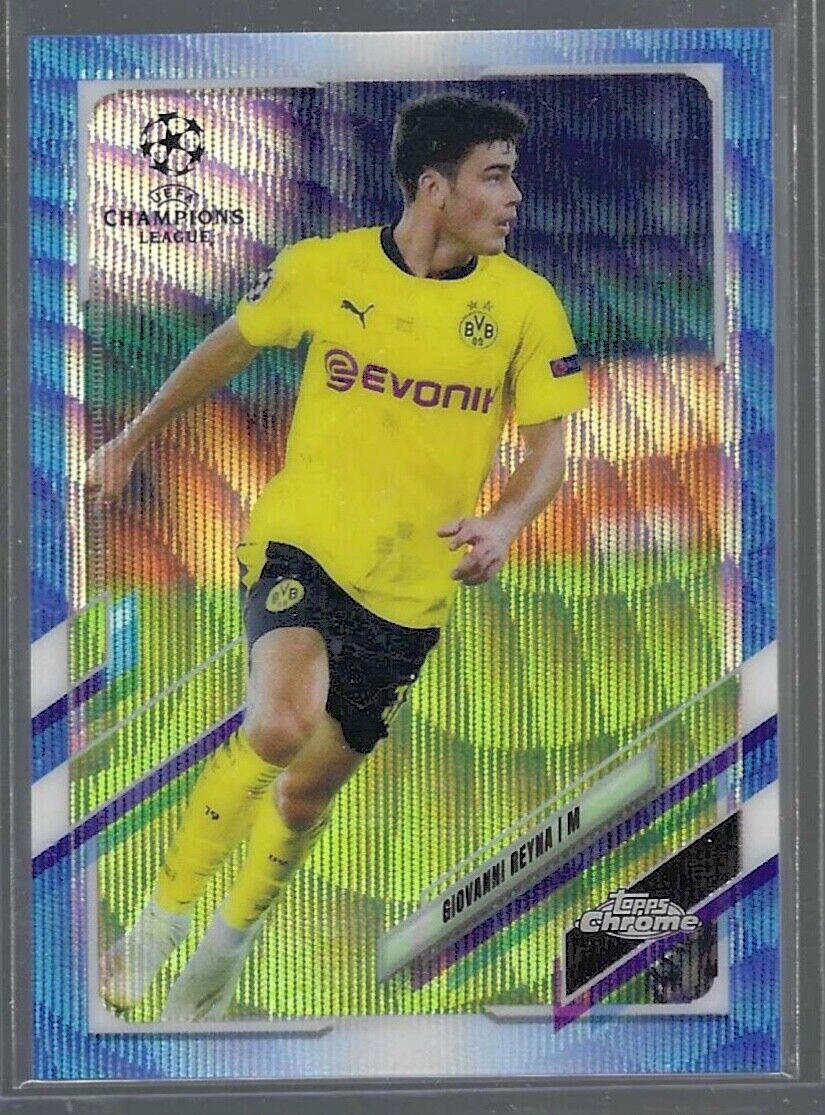 GIOVANNI REYNA 2020-21 TOPPS CHROME UCL UEFA BLUE WAVE REFRACTOR #D 71/75