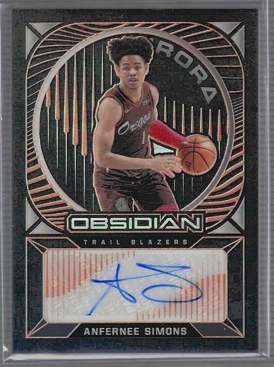 ANFERNEE SIMONS 2020-21 PANINI OBSIDIAN ORANGE ETCH AURORA AUTO #D 33/50