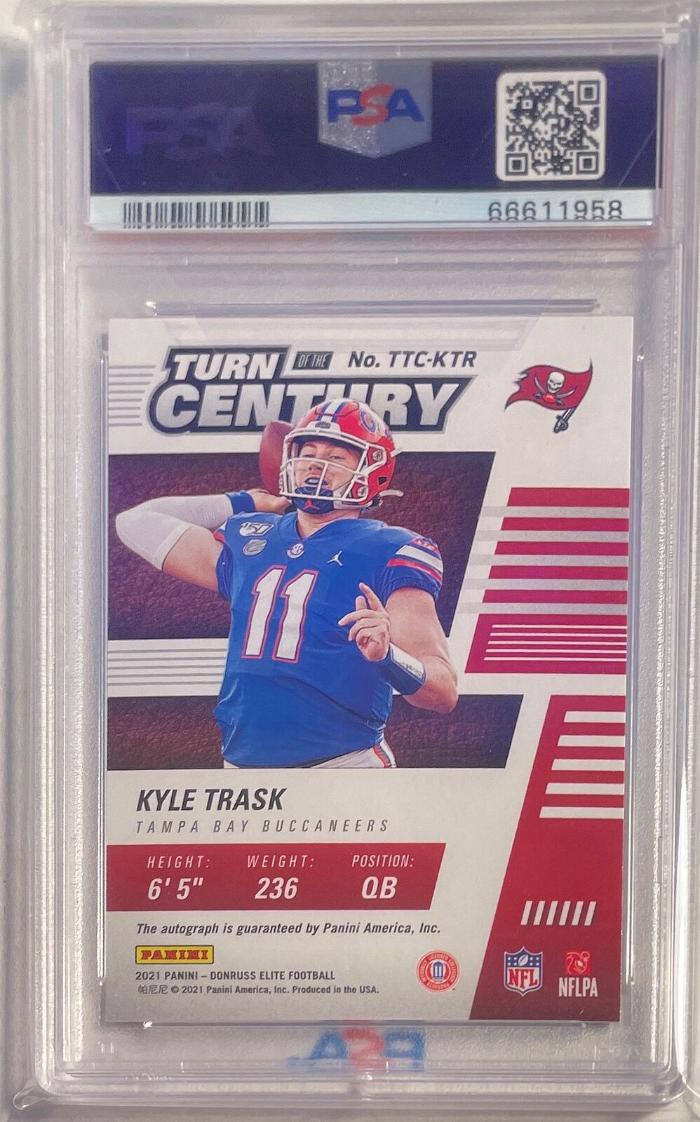 KYLE TRASK 2021 DONRUSS ELITE TURN THE CENTURY PURPLE AUTO RC /49 PSA 10 POP 1/1