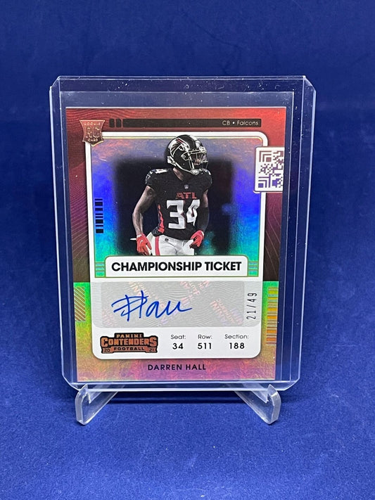 DARREN HALL 2021 PANINI CONTENDERS CHAMPIONSHIP TICKET AUTO ROOKIE RC #D 21/49