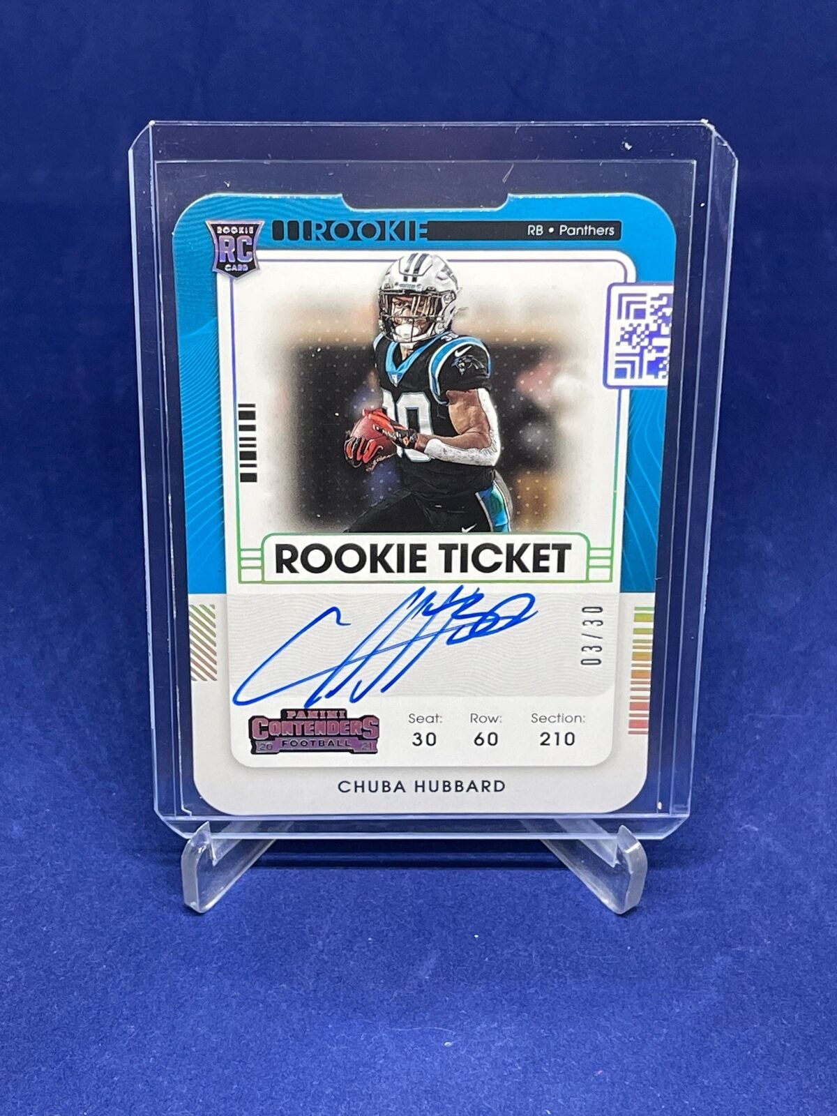 CHUBA HUBBARD 2021 PANINI CONTENDERS TICKET STUB DIE CUT VARIATION AUTO RC /30