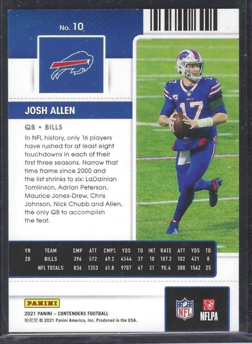 JOSH ALLEN 2021 PANINI CONTENDERS SILVER FOIL SEASON TICKET #D 121/199