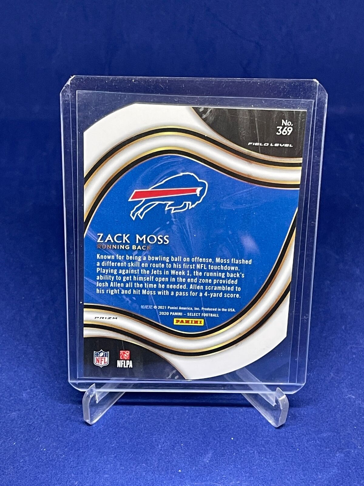 ZACK MOSS 2020 PANINI SELECT FIELD LEVEL ZEBRA PRIZM DIE CUT SP #369