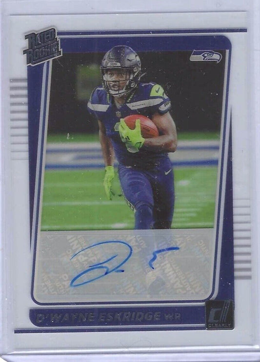 D'WAYNE ESKRIDGE 2021 PANINI CLEARLY DONRUSS RATED ROOKIE AUTO RC #76