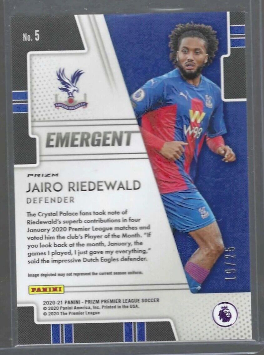 JAIRO RIEDEWALD 2020-21 PANINI PRIZM EPL ORANGE PRIZM EMERGENT #D 19/25