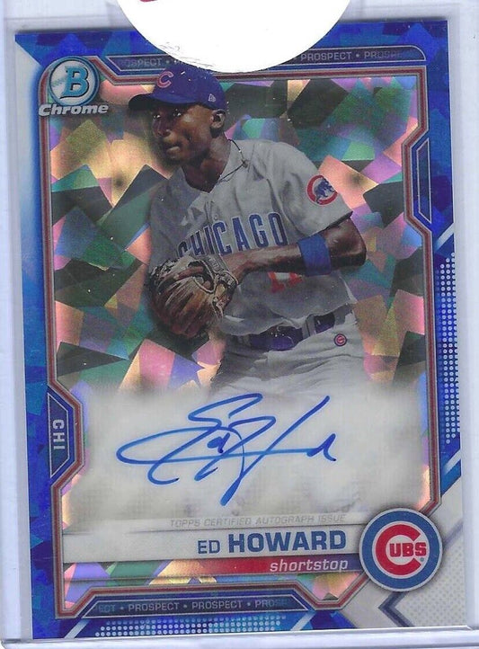 ED HOWARD 2021 BOWMAN CHROME BLUE SAPPHIRE REFRACTOR PROSPECT AUTO #BSPA-EHO