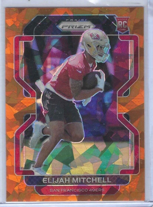 ELIJAH MITCHELL 2021 PANINI PRIZM ORANGE CRACKED ICE PRIZM ROOKIE RC SP #399