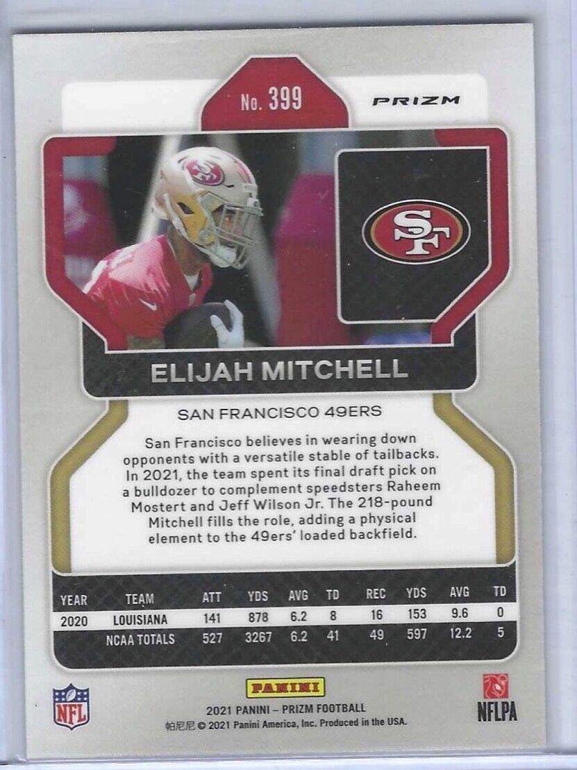 ELIJAH MITCHELL 2021 PANINI PRIZM ORANGE CRACKED ICE PRIZM ROOKIE RC SP #399