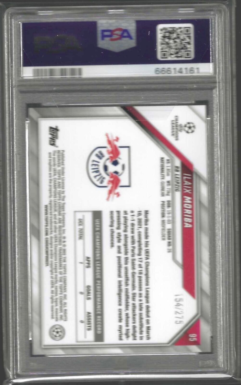 ILAIX MORIBA 2021 TOPPS CHROME SILVER DIAMOND REFRACTOR /275 RC PSA 10 POP 1/1
