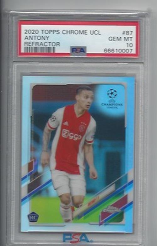 ANTONY 2020-21 TOPPS CHROME UCL CHAMPIONS LEAGUE REFRACTOR RC 87 PSA 10 GEM MINT