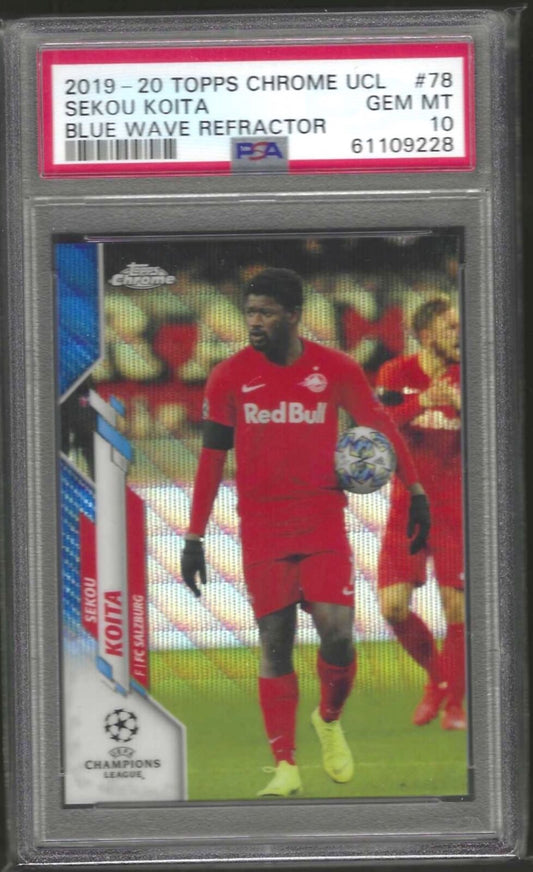 SEKOU KOITA 2019-20 TOPPS CHROME BLUE WAVE REFRACTOR RC /75 PSA 10 GEM POP 3