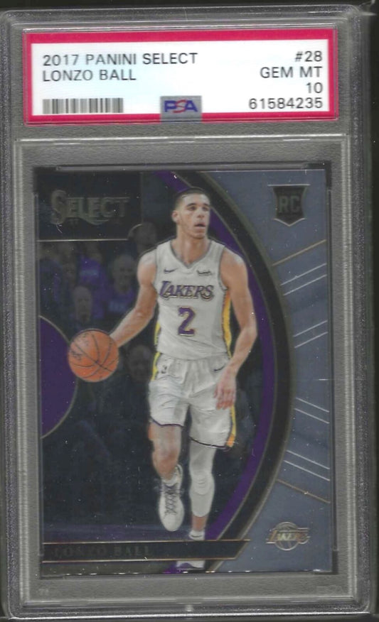 LONZO BALL 2017-18 PANINI SELECT CONCOURSE ROOKIE RC #28 PSA 10 GEM MINT