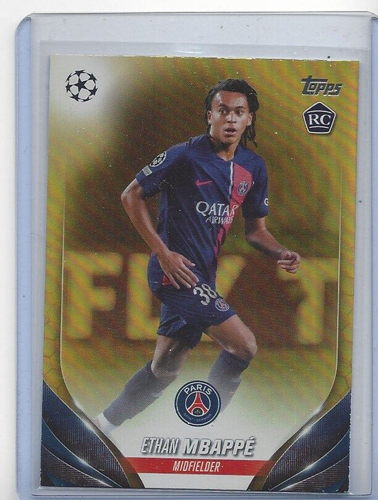ETHAN MBAPPE 2023-24 TOPPS CLUB COMPETITIONS PSG TRUE GOLD FOIL RC #D 6/50