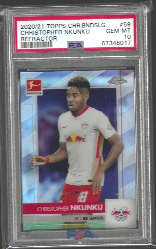 CHRISTOPHER NKUNKU 2020-21 TOPPS CHROME SILVER REFRACTOR RC #59 PSA 10 GEM MINT