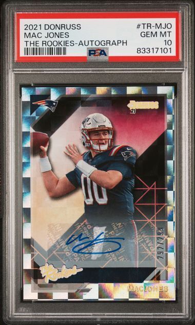 MAC JONES 2021 PANINI DONRUSS THE ROOKIES AUTO RC #D 292/299 PSA 10 GEM MINT