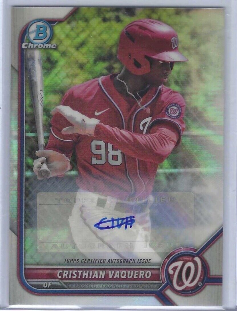 CRISTHIAN VAQUERO 2022 BOWMAN CHROME REFRACTOR VARIATION PROSPECT AUTO #D 49/99