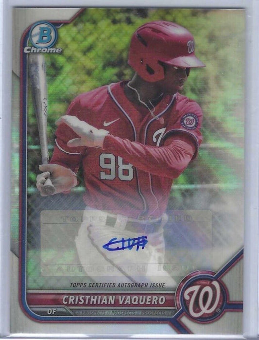 CRISTHIAN VAQUERO 2022 BOWMAN CHROME REFRACTOR VARIATION PROSPECT AUTO #D 49/99