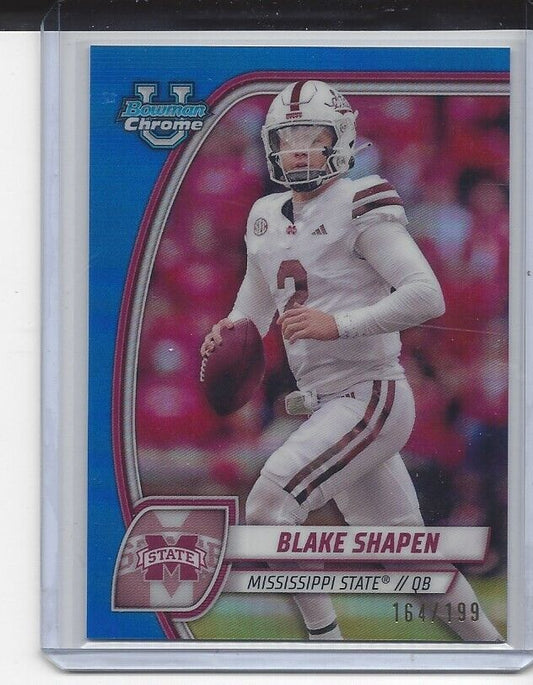 BLAKE SHAPEN 2024 BOWMAN CHROME UNIVERSITY BLUE REFRACTOR MISSISSIPPI ST #D /199