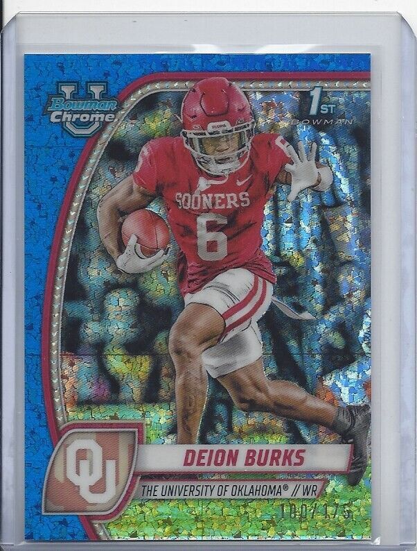 DEION BURKS 20224 BOWMAN CHROME UNIVERSITY 1ST BLUE MINI DIAMOND REFRACTOR /175