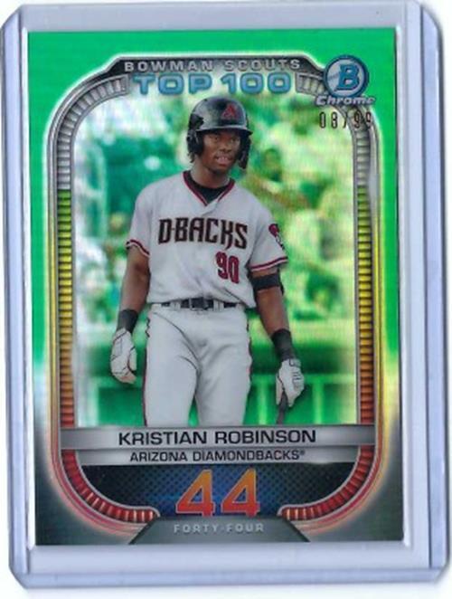 KRISTIAN ROBINSON 2021 BOWMAN CHROME SCOUTS TOP 100 GREEN REFRACTOR #D 8/99