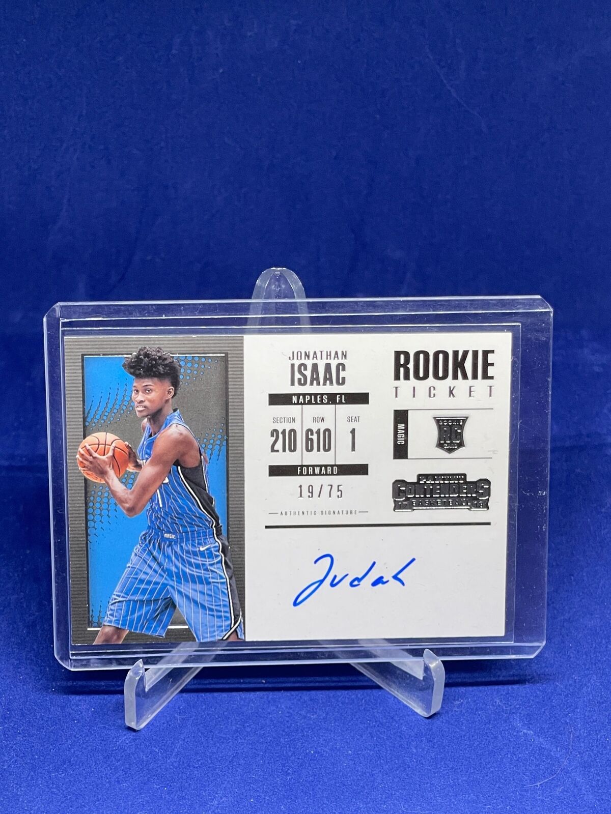 JONATHAN ISAAC 2017-18 PANINI CONTENDERS TICKET ON CARD AUTO ROOKIE RC #D 19/75