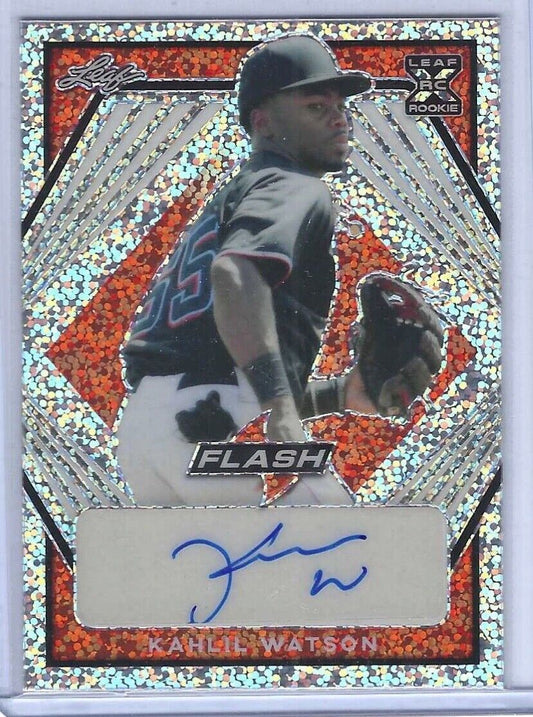 KAHLIL WATSON 2021 LEAF FLASH RED SPARKLE REFRACTOR ROOKIE AUTO RC #D 5/5