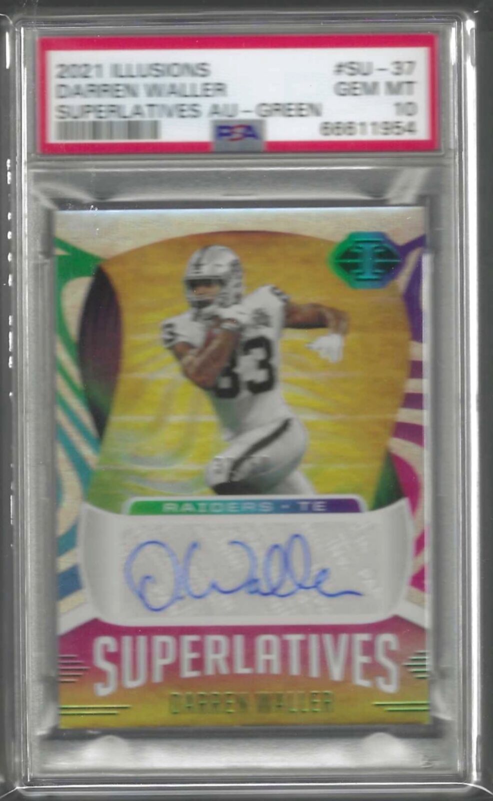 DARREN WALLER 2021 PANINI ILLUSIONS SUPERLATIVES GREEN AUTO /50 PSA 10 GEM POP 2