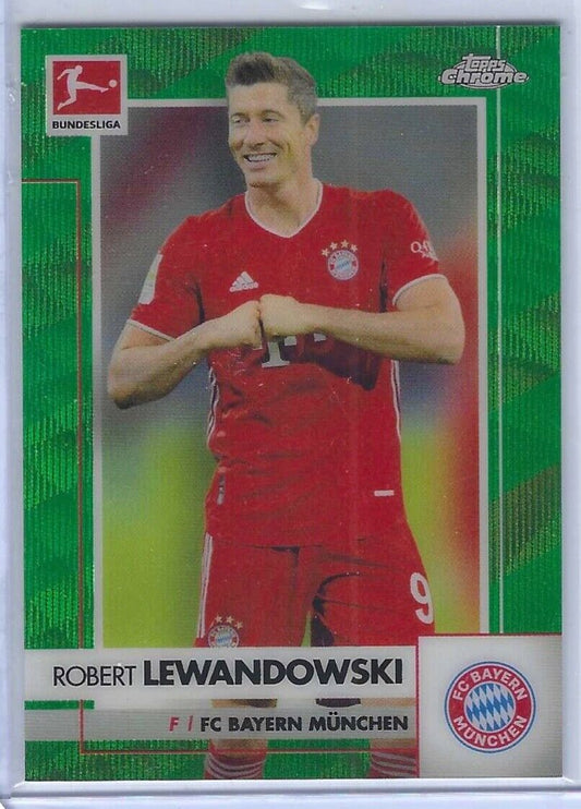 ROBERT LEWANDOWSKI 2020-21 TOPPS CHROME BUNDESLIGA GREEN WAVE REFRACTOR #D 83/99
