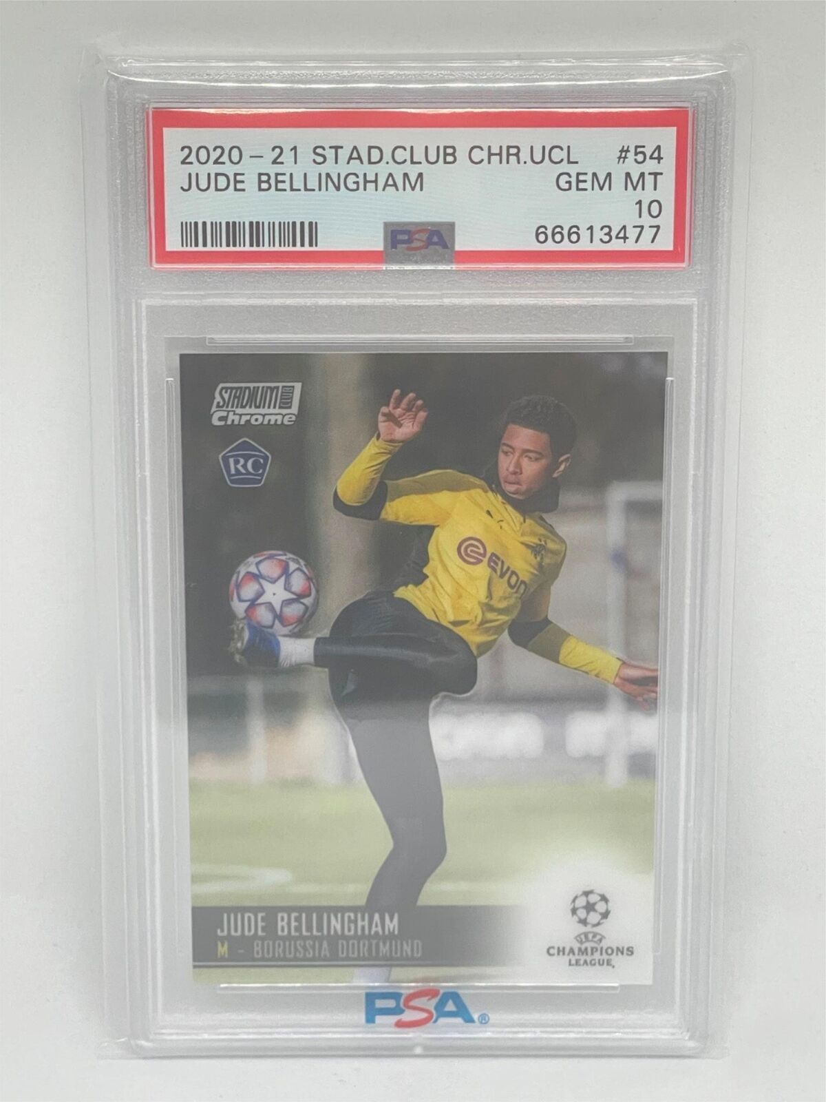 JUDE BELLINGHAM 2020-21 TOPPS STADIUM CLUB UEFA CHAMPIONS LEAGUE #54 RC PSA 10