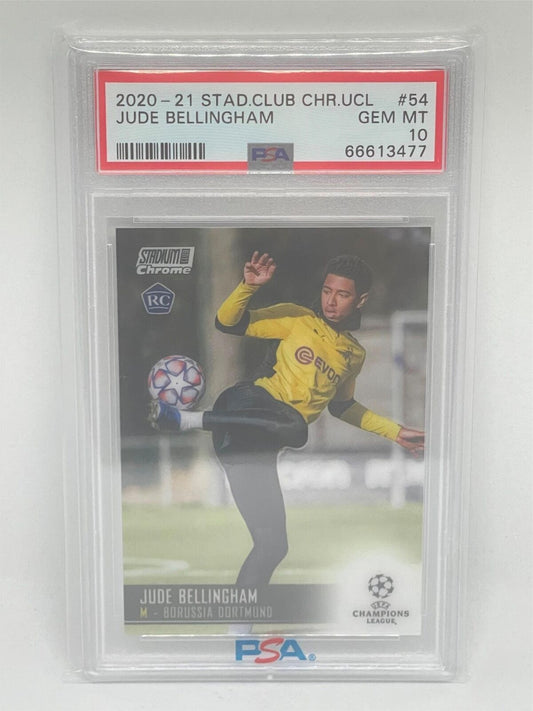 JUDE BELLINGHAM 2020-21 TOPPS STADIUM CLUB UEFA CHAMPIONS LEAGUE #54 RC PSA 10