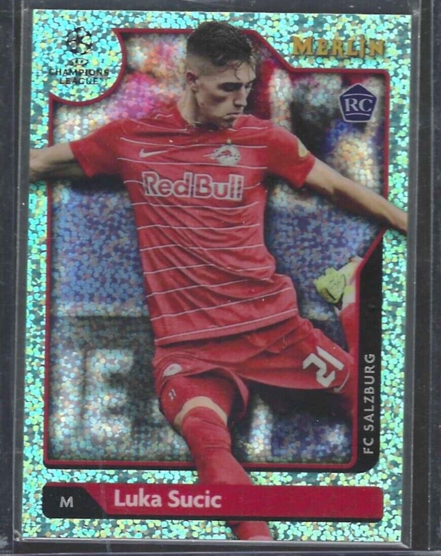 LUKA SUCIC 2021-22 TOPPS MERLIN AQUA SPECKLE REFRACTOR ROOKIE RC #D 165/199
