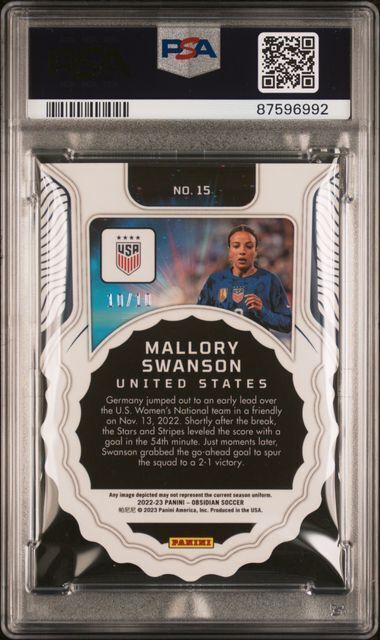 MALLORY SWANSON 2022-23 OBSIDIAN SUPERNOVA RED FLOOD DIE CUT 10/10 PSA 10 POP 2