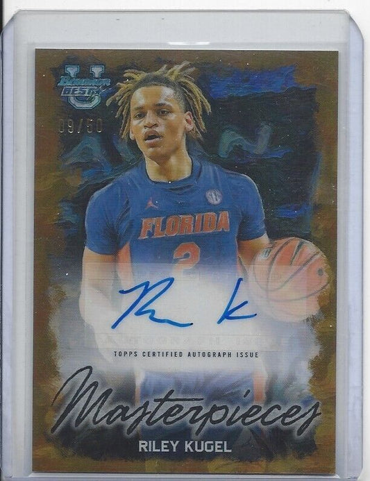 RILEY KUGEL 2023 BOWMAN'S BEST UNIVERSITY MASTERPIECES GOLD REFRACTOR AUTO /50